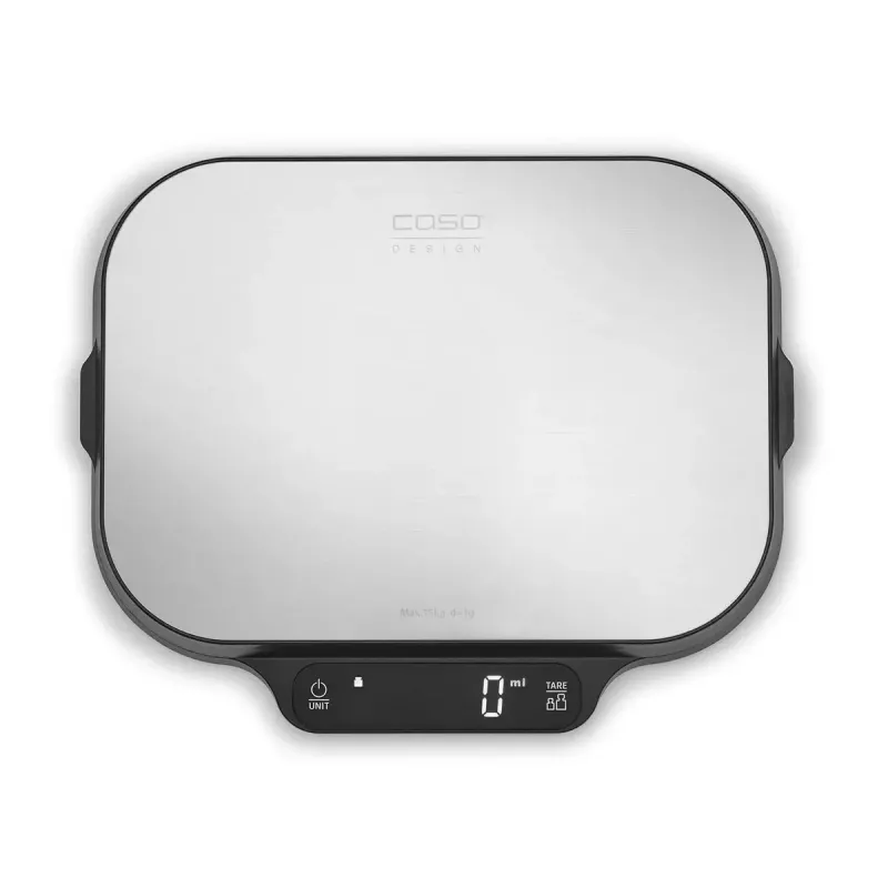 Virtuvinės svarstyklės Caso KitchenDuo 03291 – skaitmeninės, nerūdijantis plienas ir juoda, LED ekranas, 5 kg talpa, taros funkcija