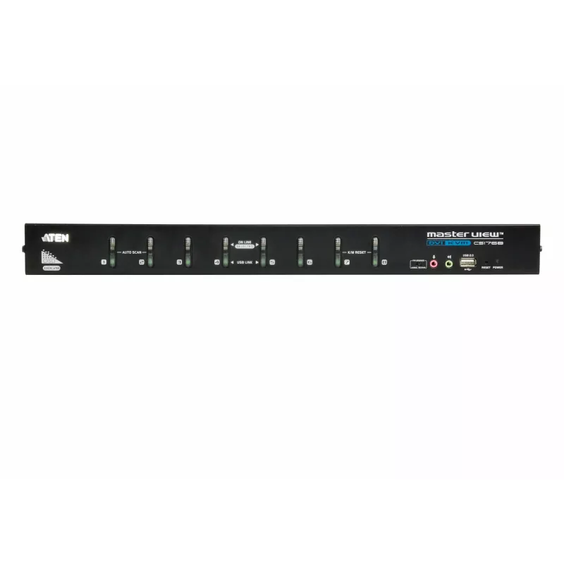 ATEN CS1768 8 prievadų USB DVI KVM jungiklis su garsu, 2048 x 1536 pikseliai, QXGA, 4,53 W, juodas
