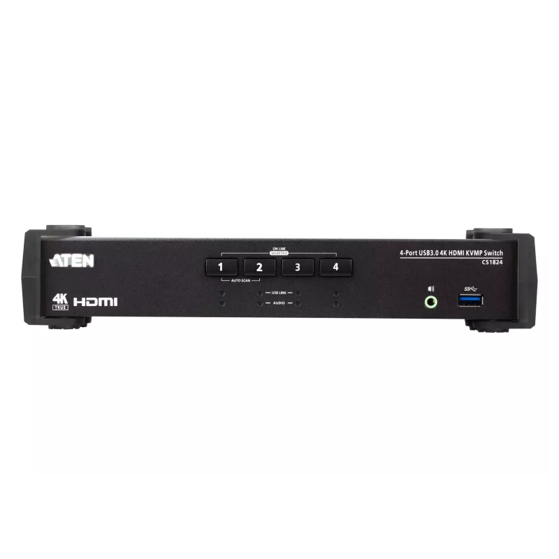 ATEN 4 prievadų USB 3.0 4K HDMI KVMP™ jungiklis su garso maišymo režimu CS1824