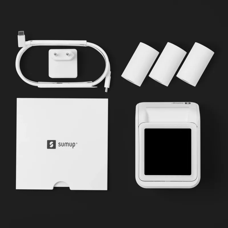 SumUp Solo Printer – belaidis kortelių skaitytuvas su spausdintuvu, Wi-Fi, balta