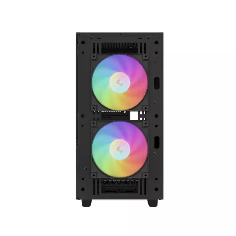 Korpusas DeepCool CH360 DIGITAL Micro Tower, grūdintas stiklas, microATX/Mini-ITX, priekyje 2x140mm, įmontuotas ekranas, USB-C