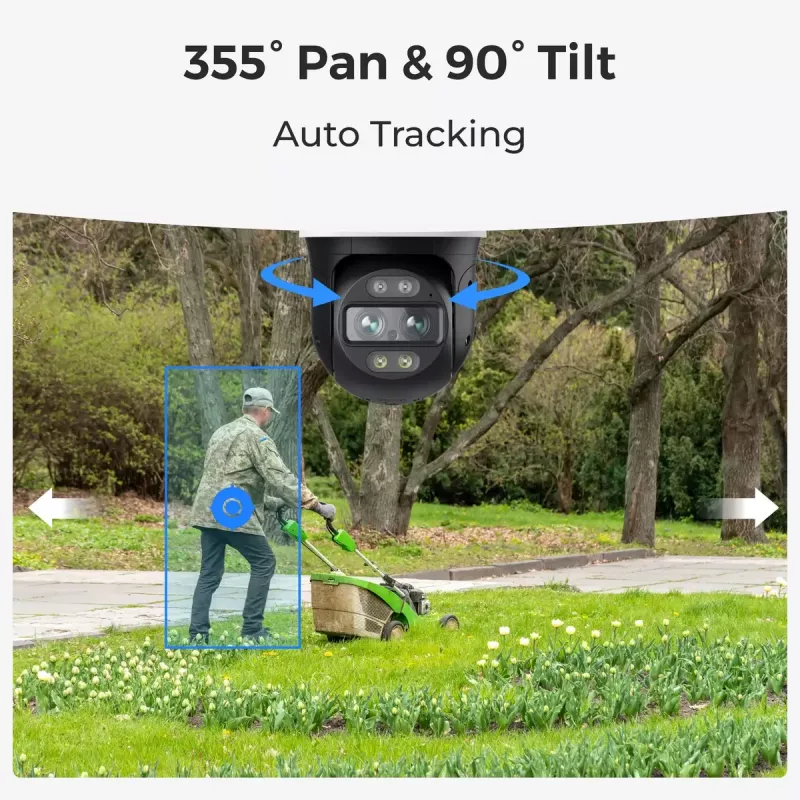 IP stebėjimo kamera Reolink TrackMix W760 4K, 8 MP, 3840×2160, Wi‑Fi & Ethernet, PTZ (355° pan, 90° tilt), 30 m naktinis matymas, IP65