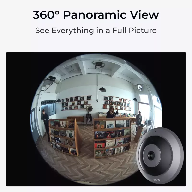 IP stebėjimo kamera Reolink Fisheye P520 6MP kupolas, 2560×2560, 180° žuvies akis, PoE/DC, microSD iki 256 GB