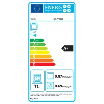 Įmontuojama orkaitė Bosch Serie 8 HBG7721B1 – elektrinė 71 l, pirolizė, jutiklinis valdymas, Wi‑Fi, halogeninė lempa, juoda