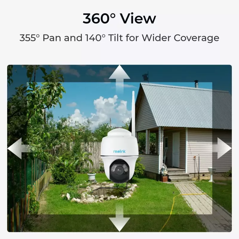 IP stebėjimo kamera Reolink Argus Series B430 — 5 MP, belaidė, baterija/saulės 6000 mAh, kupolinė, vidui/lauke, PIR, 355° pasukimas, 140° pakreipimas