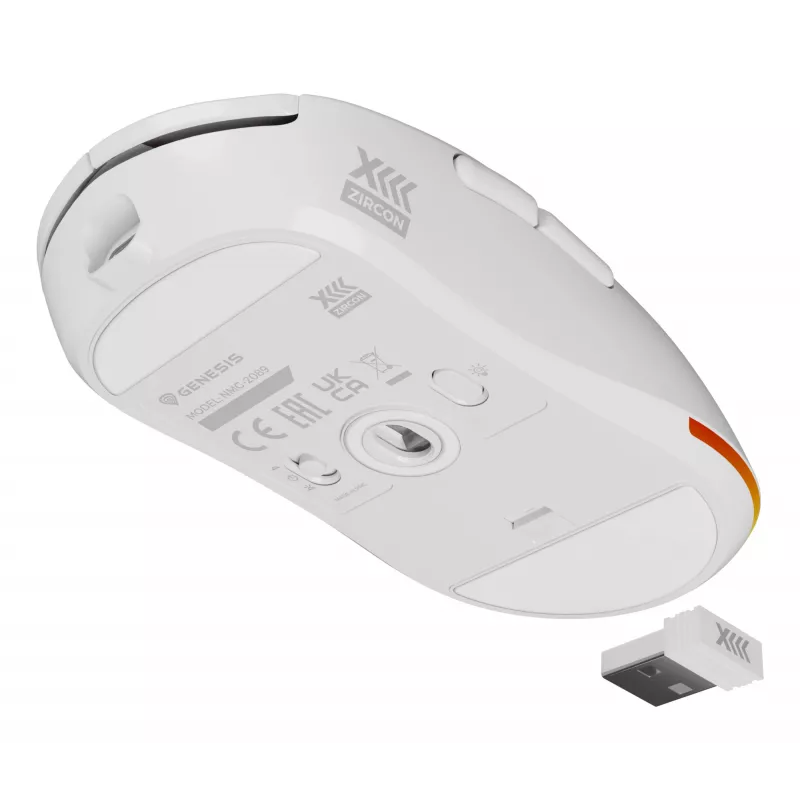 GENESIS Zircon XIII žaidimų pelė, ambidekstrinė, RF belaidė + USB Type-C, optinė, 26000 DPI