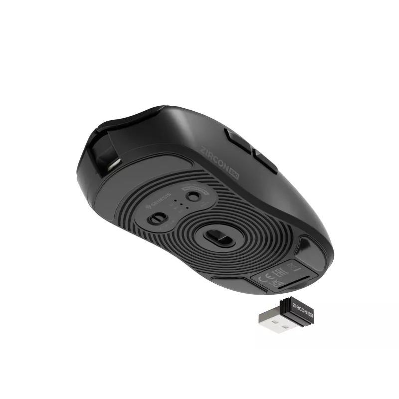 GENESIS Zircon 500 pelė žaidimams, belaidė RF + Bluetooth + USB Type-C, optinė, 10000 DPI