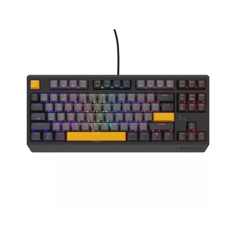 GENESIS Thor 230 TKL belaidė klaviatūra Gaming USB + RF Wireless + Bluetooth QWERTY Juoda, Pilka, Oranžinė