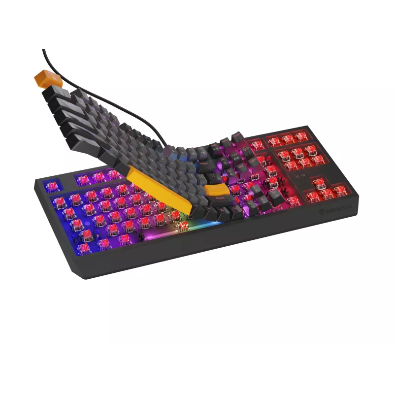 GENESIS Thor 230 TKL belaidė klaviatūra Gaming USB + RF Wireless + Bluetooth QWERTY Juoda, Pilka, Oranžinė