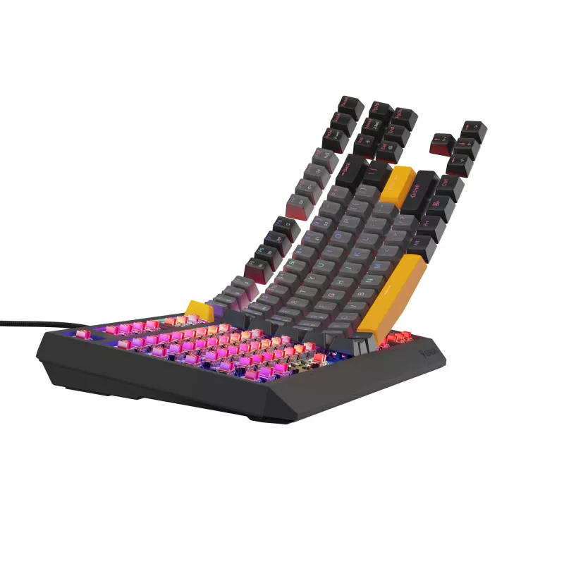 GENESIS Thor 230 TKL belaidė klaviatūra Gaming USB + RF Wireless + Bluetooth QWERTY Juoda, Pilka, Oranžinė