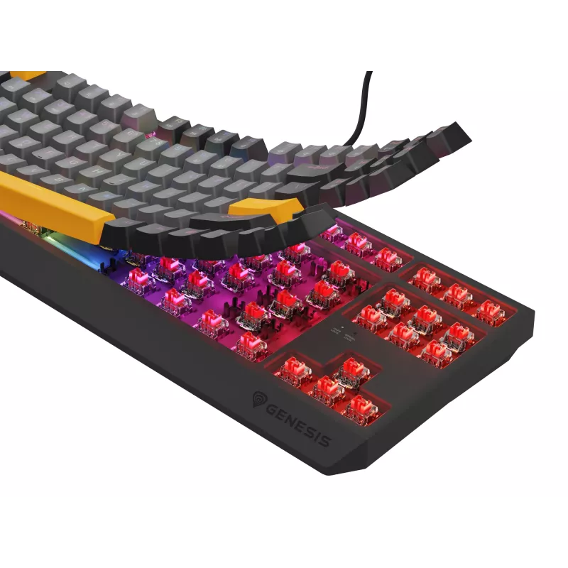 GENESIS Thor 230 TKL belaidė klaviatūra Gaming USB + RF Wireless + Bluetooth QWERTY Juoda, Pilka, Oranžinė