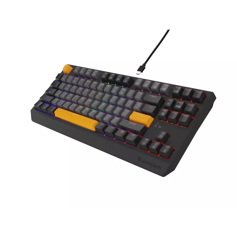 GENESIS Thor 230 TKL belaidė klaviatūra Gaming USB + RF Wireless + Bluetooth QWERTY Juoda, Pilka, Oranžinė