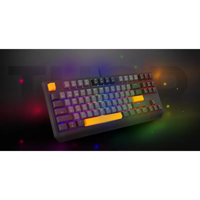 GENESIS Thor 230 TKL belaidė klaviatūra Gaming USB + RF Wireless + Bluetooth QWERTY Juoda, Pilka, Oranžinė