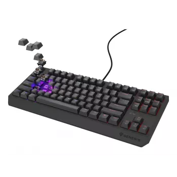 Mechaninė žaidimų klaviatūra Genesis Thor 230 TKL — Tenkeyless, US QWERTY, Outemu Brown jungikliai, RGB, 1000 Hz, USB