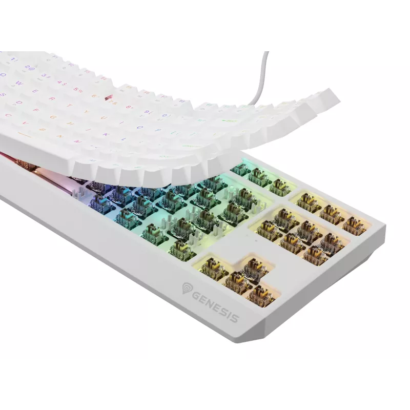 GENESIS Thor 230 TKL belaidė klaviatūra Gaming USB + RF Wireless + Bluetooth QWERTY balta