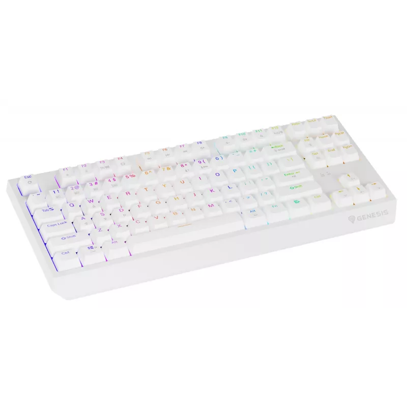 Žaidimų klaviatūra GENESIS Thor 230 TKL — USB, RF Wireless, Bluetooth, QWERTY, balta