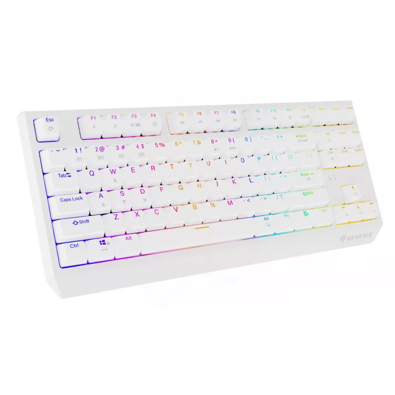 Žaidimų klaviatūra GENESIS Thor 230 TKL — USB, RF Wireless, Bluetooth, QWERTY, balta