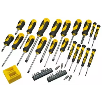 Rankinių atsuktuvų rinkinys STANLEY STHT0-62113 su Phillips, Robertson ir Torx antgaliais, magnetiniais antgaliais, ergonomiškomis rankenomis