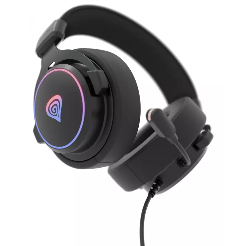 Ausinės GENESIS Neon 764, laidinės, ant galvos lankeliu, USB-A, juodos
