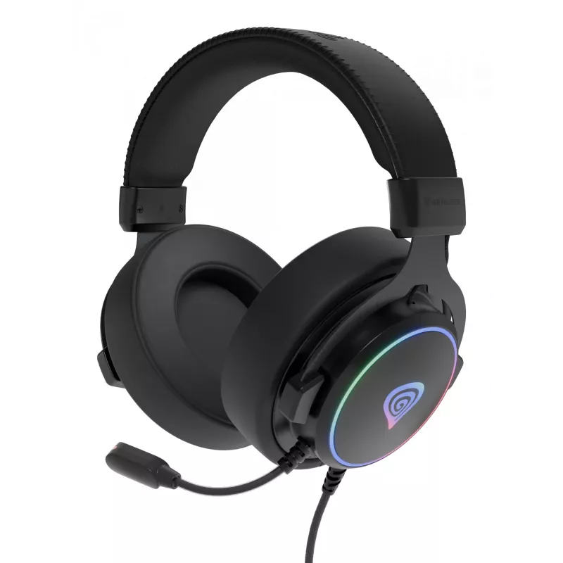 Ausinės GENESIS Neon 764, laidinės, ant galvos lankeliu, USB-A, juodos