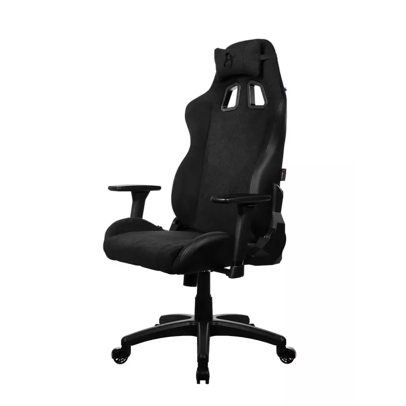 Žaidimų kėdė arozzi Avanti SoftFabric Pure Black – ergonomiška, aukšta nugara, reguliuojamos porankiai, atlošiama