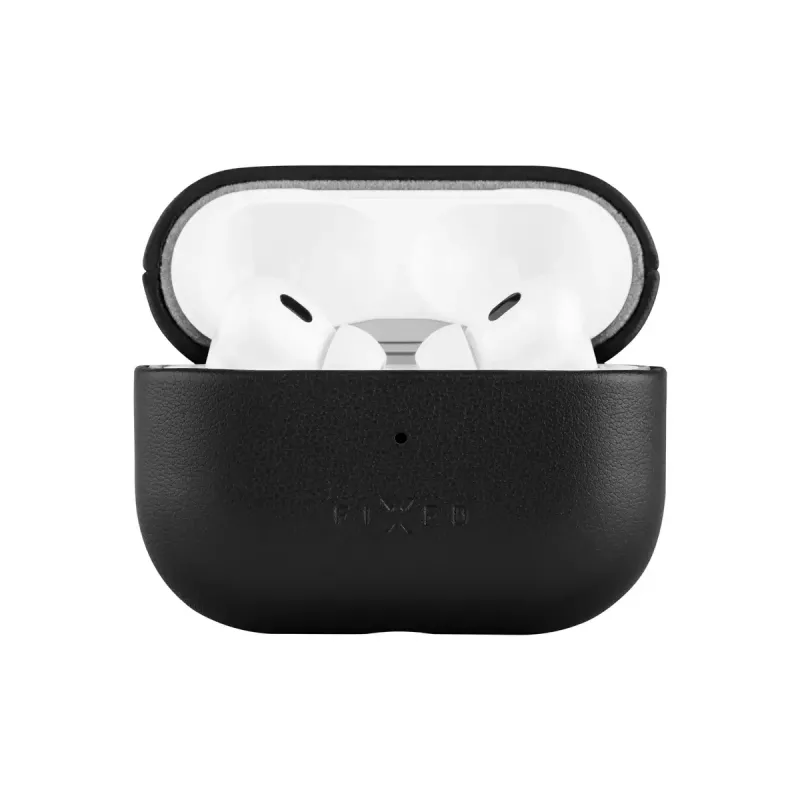 Apsauginis odinis dėklas FIXED FIXLPM-999-BK ausinėms su MagSafe palaikymu, juodas
