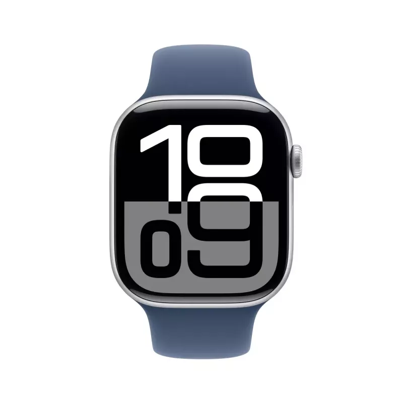 Išmanusis laikrodis Apple Watch Series 10 GPS 46mm sidabrinis aliumininis korpusas su Denim sportine juosta M/L
