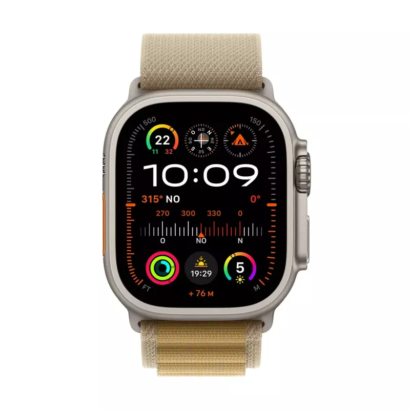 Išmanusis laikrodis Apple Watch Ultra 2 GPS + Cellular 49mm natūralaus titano korpusas su Tan Alpine Loop Medium dirželiu