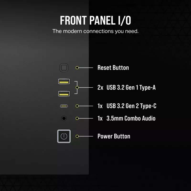 Korpusas CORSAIR 2500D AIRFLOW Midi Tower Juodas — ATX/Micro ATX, priekyje 280 mm radiatoriaus palaikymas, USB-A x2, USB-C x1
