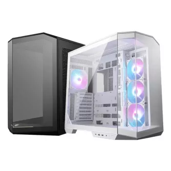 Korpusas MSI MAG PANO 100R PZ Midi Tower Baltas — ATX, 380 mm GPU, 166 mm CPU aušintuvas, 8 plėtros lizdai, 3×2,5 colio + 2×3,5 colio, USB-A×2, USB-C×1