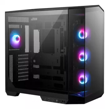 Korpusas MSI MAG PANO 100R PZ Midi Tower Juodas, grūdintas stiklas, palaiko ATX/microATX, 482×290×519 mm