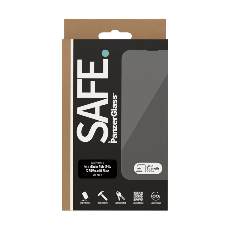 PanzerGlass SAFE. by ® Ekrano apsauginis stiklas, skirtas Xiaomi Redmi Note 12 5G | 12 4G | Poco X5 | Ultra-Wide Fit
