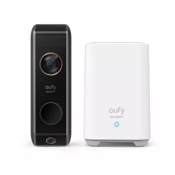 Eufy E8213 apsaugos kameros durų skambutis, dviguba kamera, judesio detekcija, 16 GB, juoda/balta