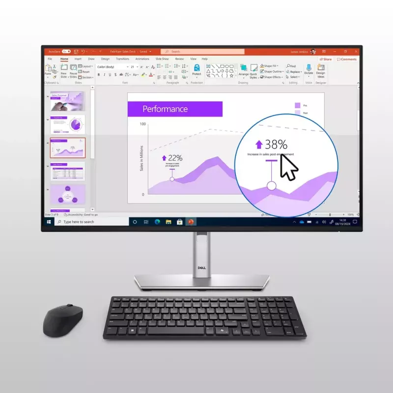 DELL KM555 belaidė klaviatūra ir pelė kombo, tyli, RF Wireless + Bluetooth, QWERTY US International, juoda