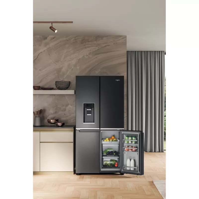 Šaldytuvas šalia šaldiklio Whirlpool WQ9I FO2BX EF laisvai pastatomas 592 L juodas