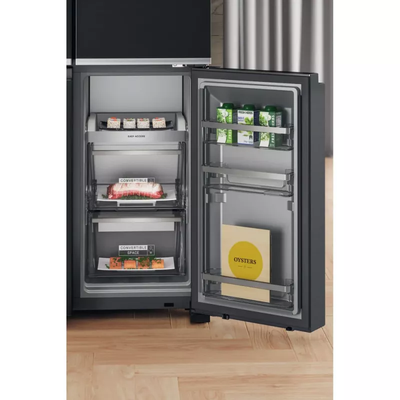 Šaldytuvas šalia šaldiklio Whirlpool WQ9I FO2BX EF laisvai pastatomas 592 L juodas