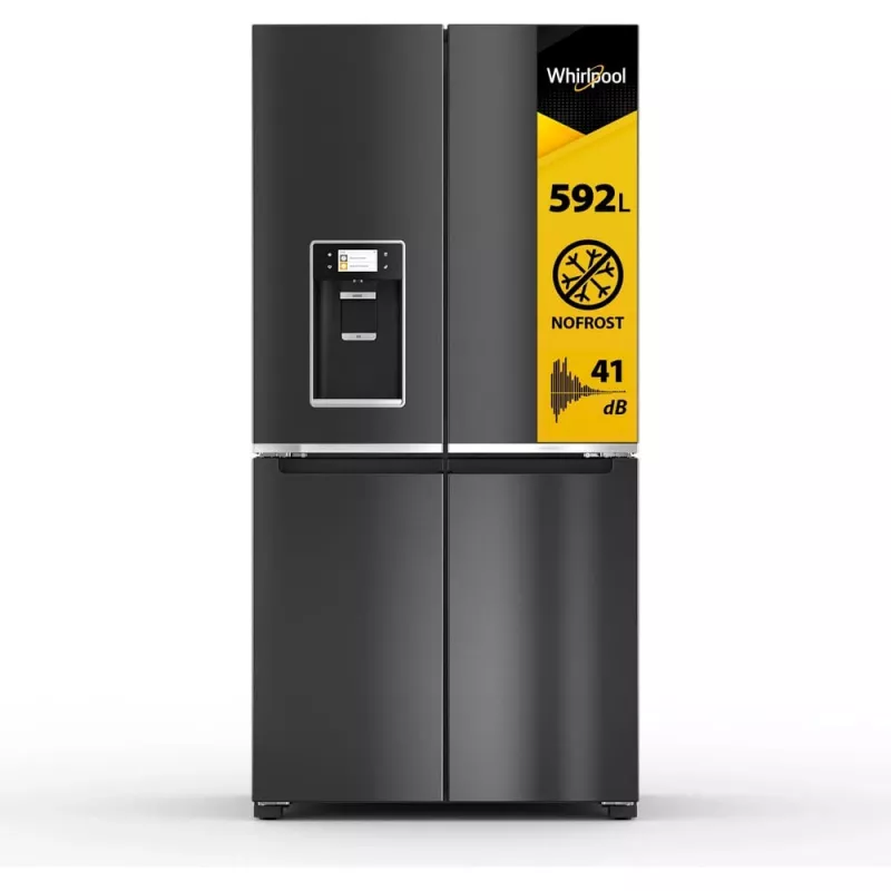 Šaldytuvas šalia šaldiklio Whirlpool WQ9I FO2BX EF laisvai pastatomas 592 L juodas