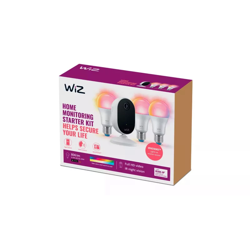 WiZ Home monitoring pradinis rinkinys, išmanusis apšvietimo rinkinys, Wi-Fi/Bluetooth, Baltas, Wi-Fi 4 (802.11n), 802.11b, 802.11g, WPA2, WPA3, LED