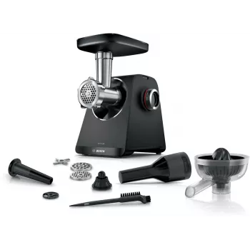 Mėsmalė Bosch MFWS430B — 1900 W, 2 greičiai, 2,5 kg/min, juoda/sidabrinė, 4,3 kg