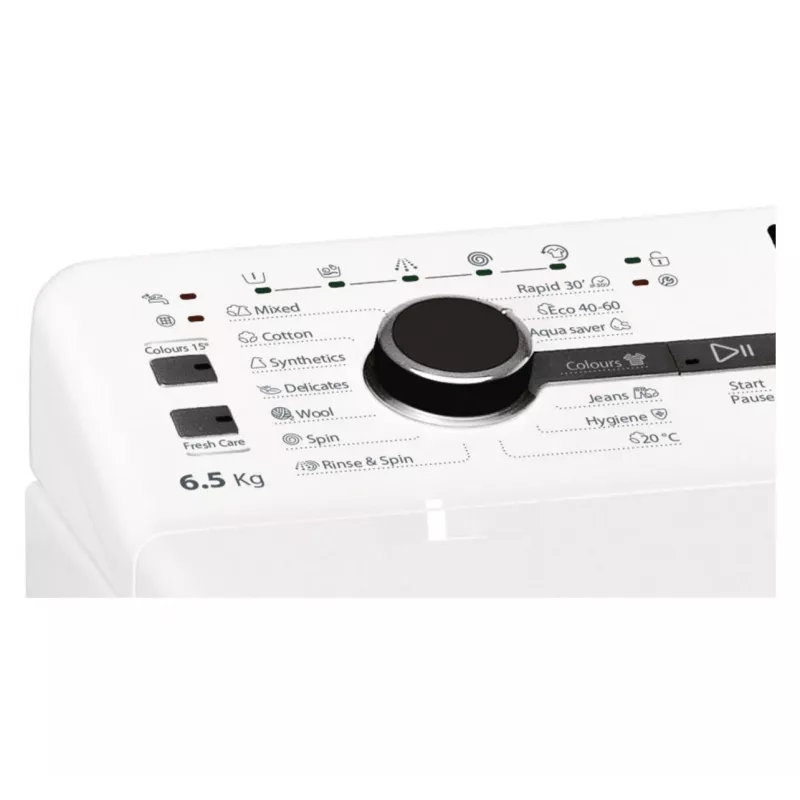 Whirlpool TDLRB 65242BS EU/N skalbimo mašina, kraunama iš viršaus, 6.5 kg, 1151 aps./min., balta