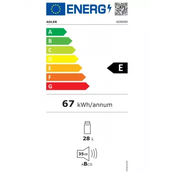 Termoelektrinis aušintuvas Adler AD 8089 28 L – nešiojamas, juodas, 65 W, 35 dB, LED lemputė