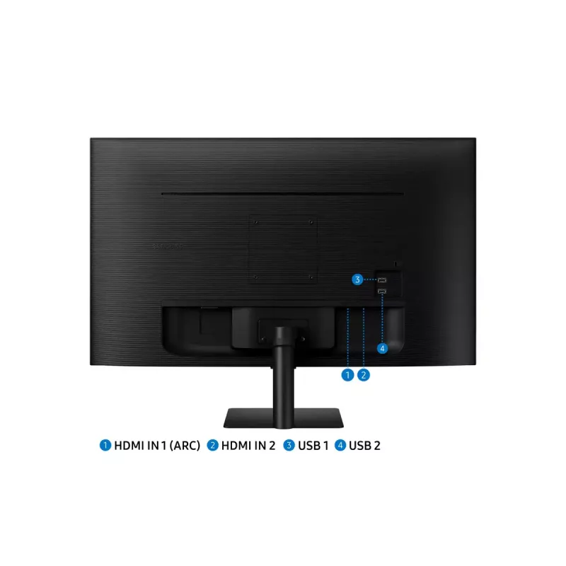 27 colių Samsung M50D monitorius – 27 inch Full HD (1920×1080), VA LED, 4 ms, 178° žiūrėjimo kampas, įmontuoti garsiakalbiai, USB centras, VESA, juodas