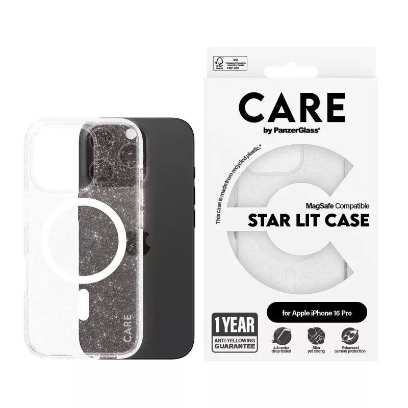 PanzerGlass CARE™ by ® Urban Combat Case Star Lit su White MagSafe, iPhone 16 Pro