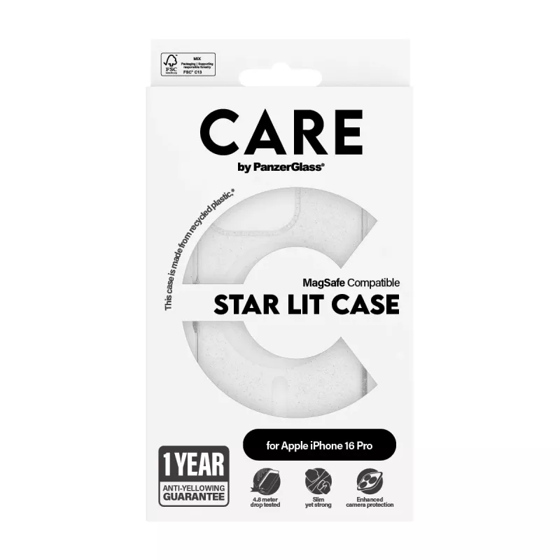 PanzerGlass CARE™ by ® Urban Combat Case Star Lit su White MagSafe, iPhone 16 Pro