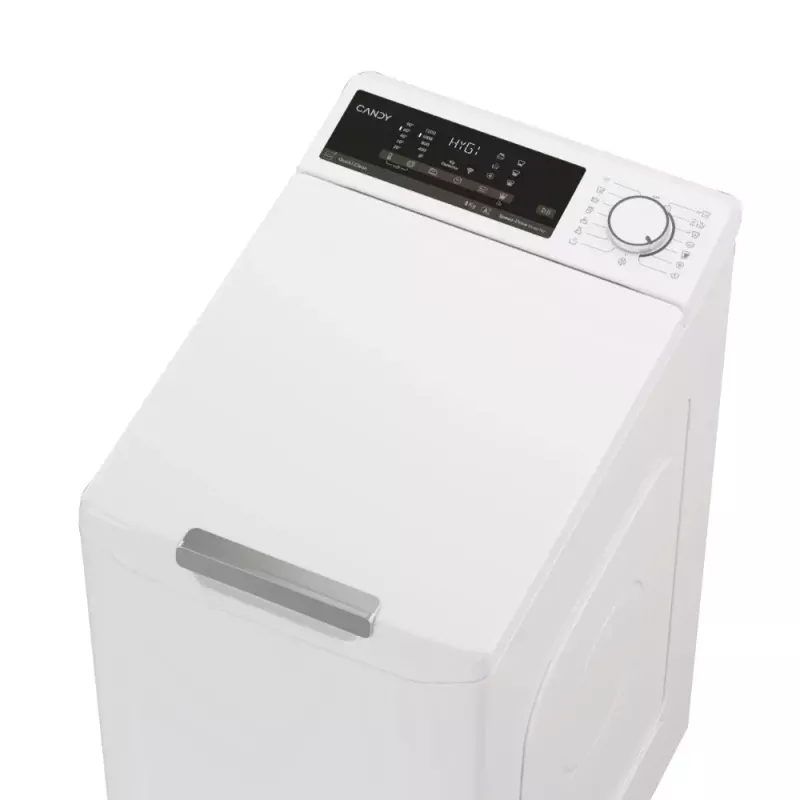 Viršutinio pakrovimo skalbimo mašina CANDY TCA284TM5-S — 8 kg, 1200 aps./min., A energijos klasė, balta