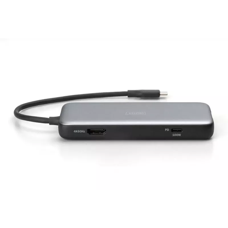 DIGITUS USB-C stotelė, 7 prievadai - HDMI / 2x USB-A 3.2 Gen 2 / GbE / SD / MicroSD - 100W USB Power Delivery