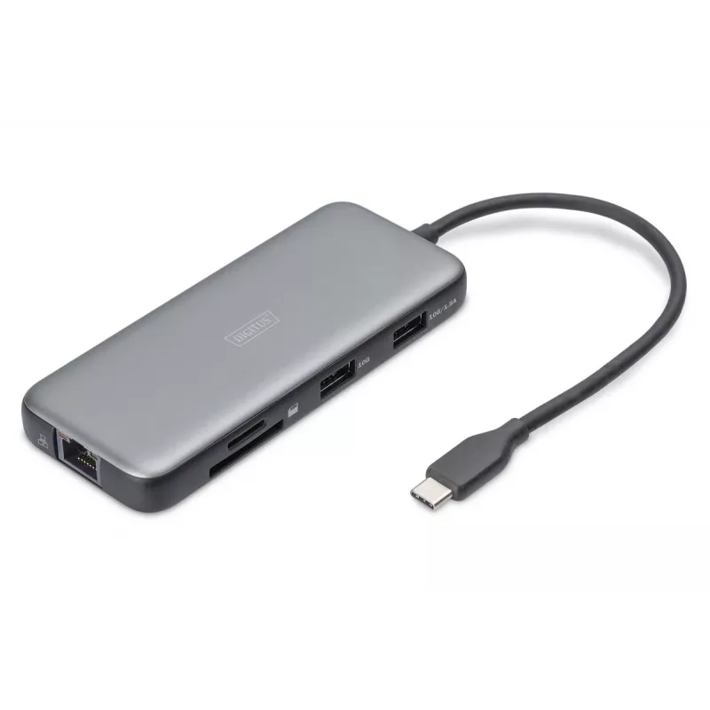 DIGITUS USB-C stotelė, 7 prievadai - HDMI / 2x USB-A 3.2 Gen 2 / GbE / SD / MicroSD - 100W USB Power Delivery