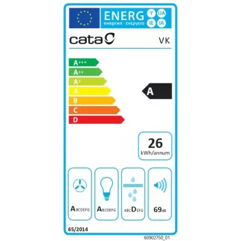 Sieninis gartraukis CATA VK 6000 WH, 60 cm, anglies filtras, 398 m³/h, 60 dB, energijos klasė A