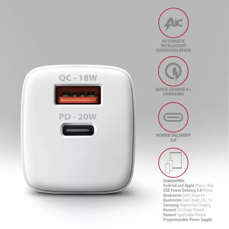 Mobilaus įrenginio įkroviklis Axagon ACU-PQ20W Universal White