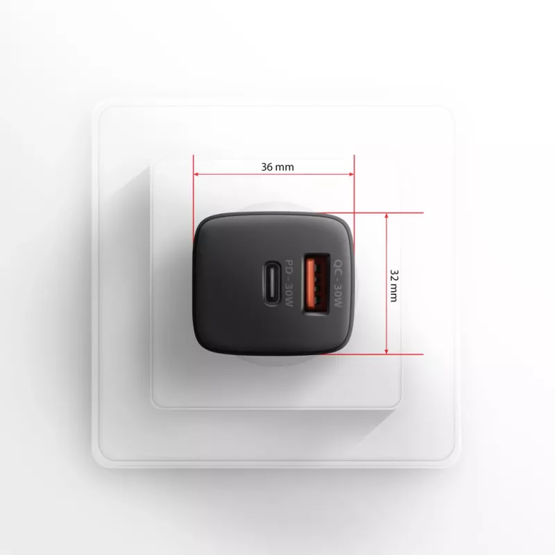 Sieninis įkroviklis Axagon ACU-PQ30 PD3.0 & QC4+ 2xIŠVADAI 30W